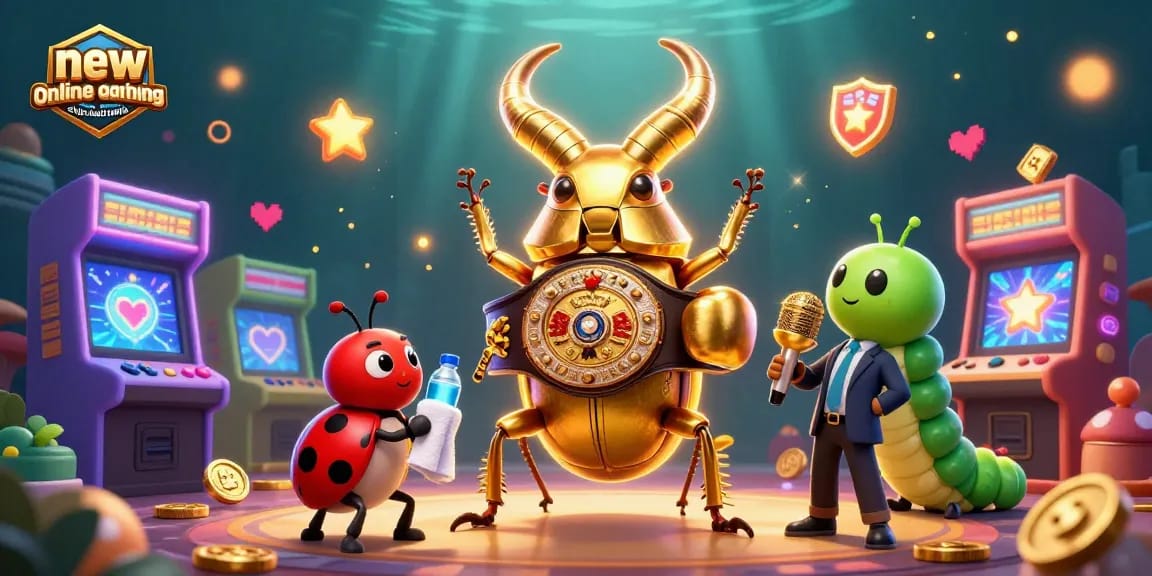 Engage with new online gambling sites in Australia while featuring a dynamic boxing epic between a stag beetle and characters.