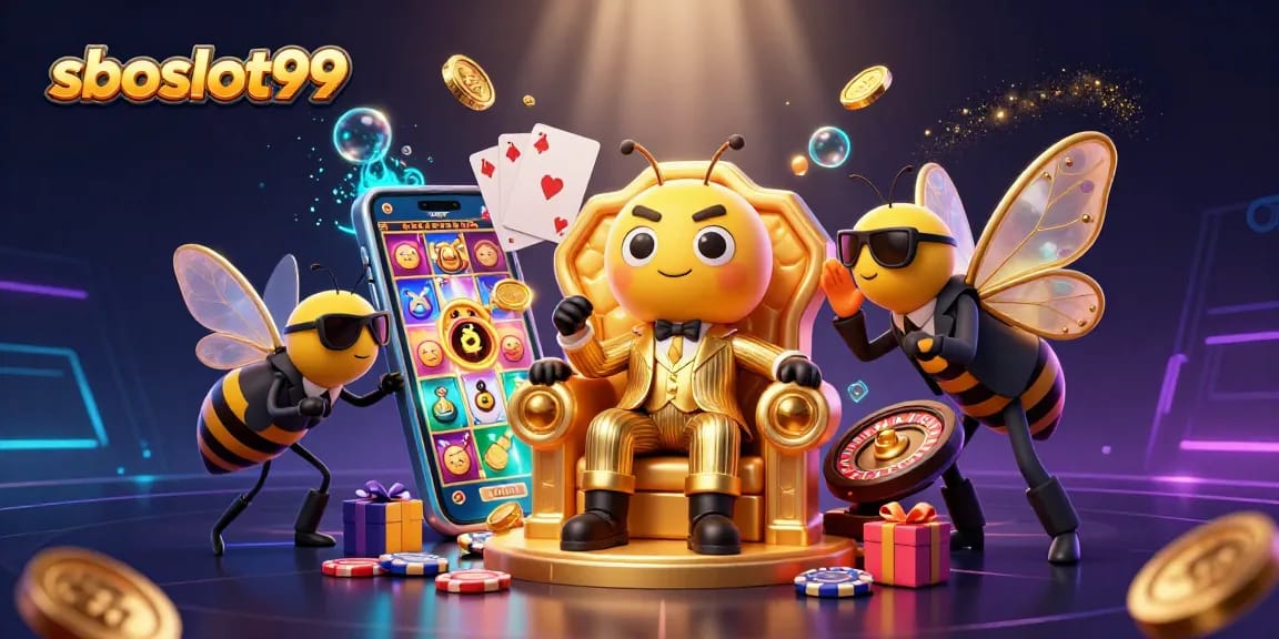 Experience thrilling gaming with sboslot99, featuring a vibrant casino scene filled with action and excitement.