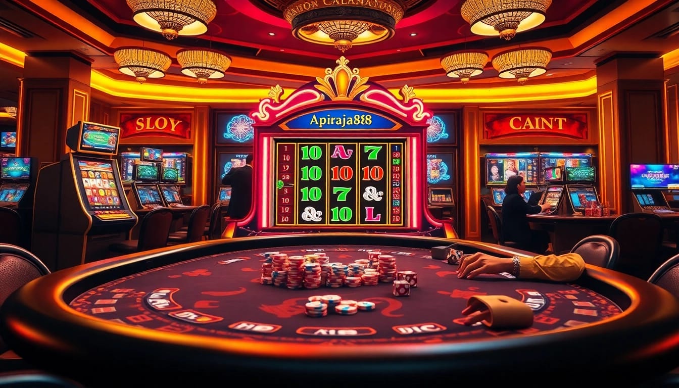 Exciting scene of slot apiraja88 machine with players enjoying casino action