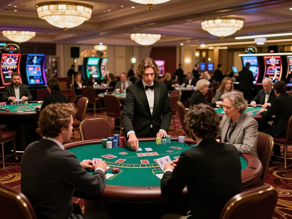 Players actively enjoying blackjack games at 888NEW casino under elegant lighting.