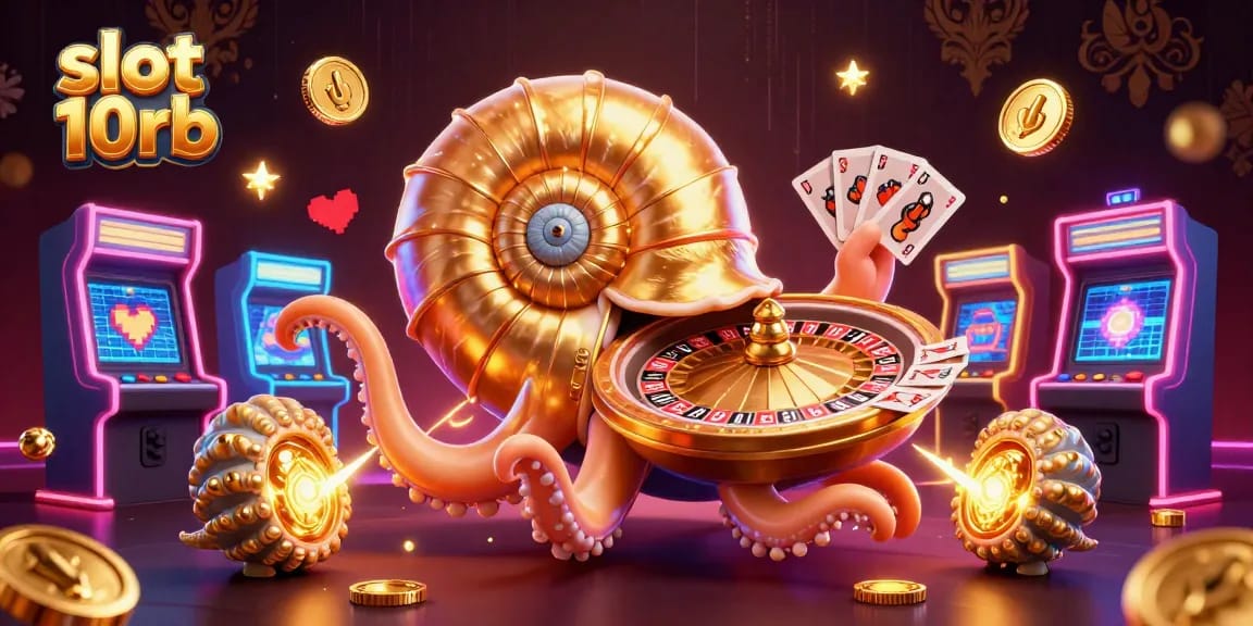 Spin the reels with slot 10rb amidst vibrant 3D casino elements and glowing game machines.
