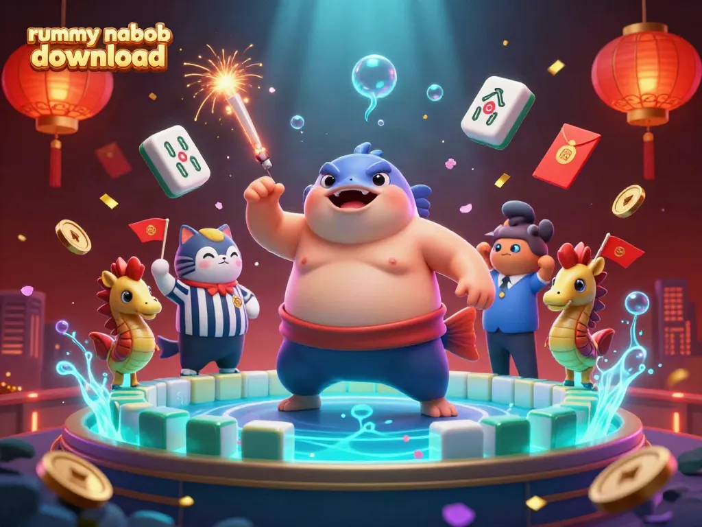 Rummy nabob download: karakter utama fugu bertarung di arena bawah laut yang meriah.