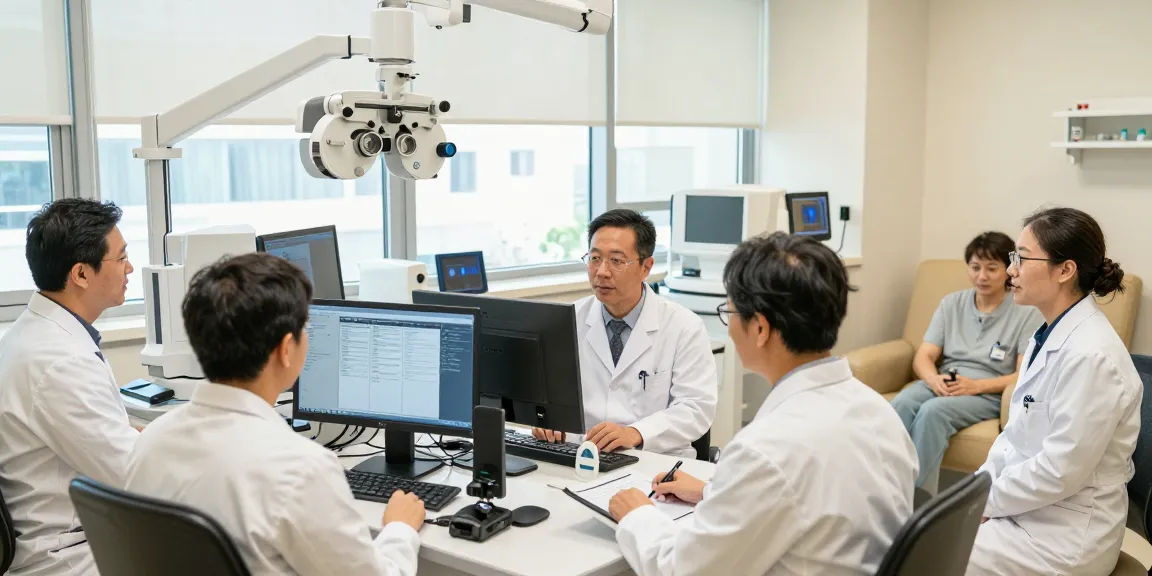 Ophthalmologists at SNU Eye Clinic working collaboratively on advanced eye care solutions in Korea.
