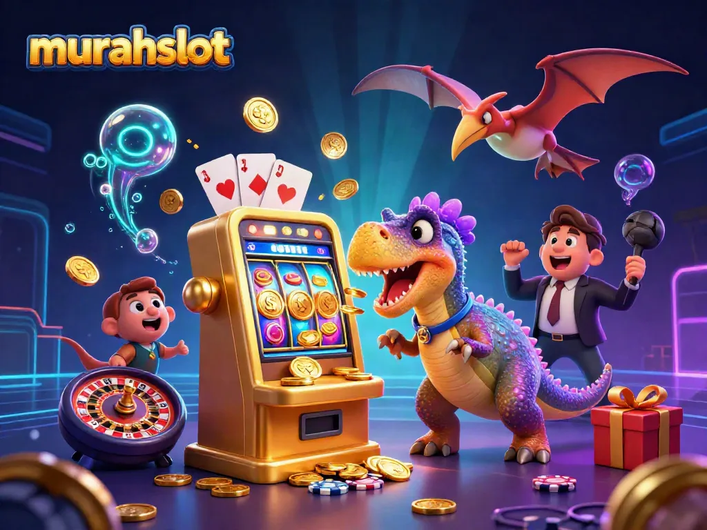 Permainan jackpot murahslot dengan dinosaur pachycephalosaurus yang menanduk mesin slot emas, mendorong kemenangan.