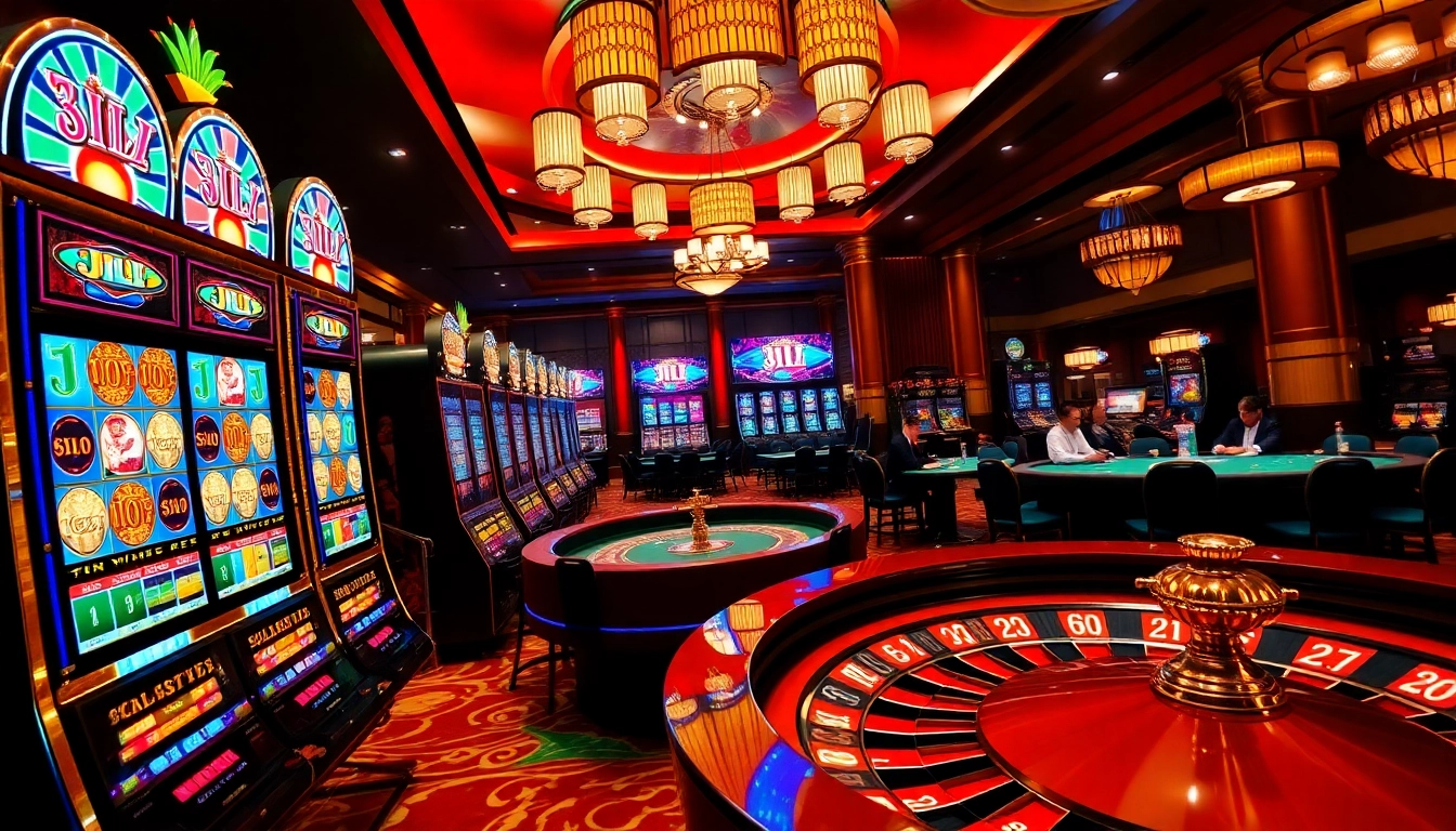 JILI slot machines and roulette wheel create a thrilling online gaming experience.