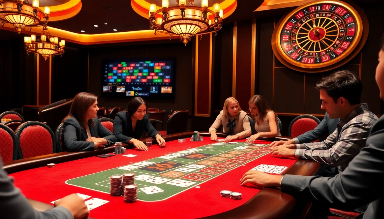 Engage in thrilling gameplay with 7xl להורדה at the poker table, featuring vibrant chips and cards.