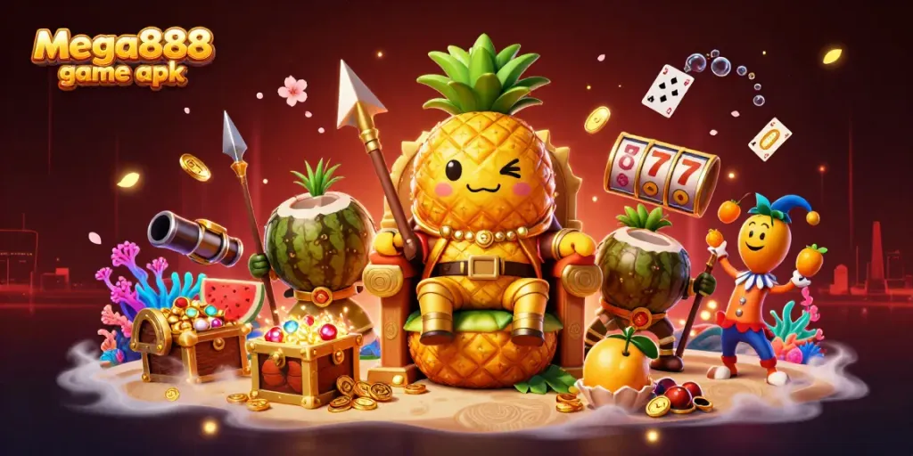 Experience thrilling fun with the mega888 game apk amidst vibrant characters and casino elements.