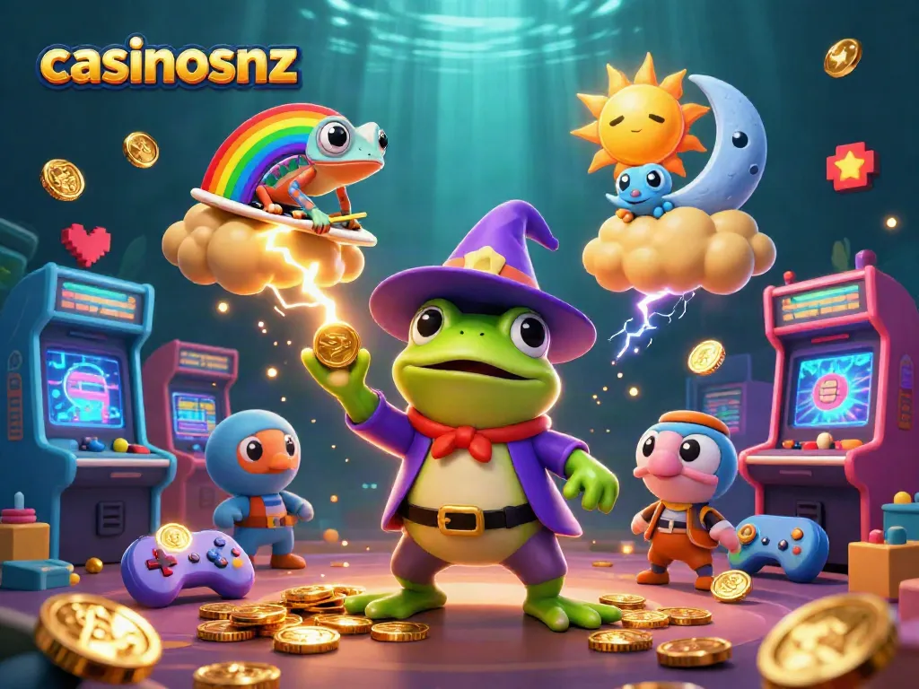 Experience the thrill of casinosnz with a colorful storm of golden coins and game elements.