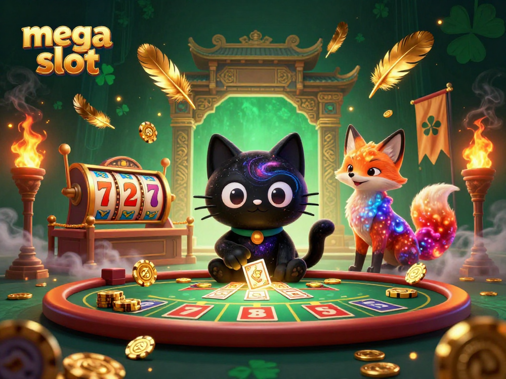 Experience thrilling mega slot action in an ultra-detailed cosmic casino adventure.