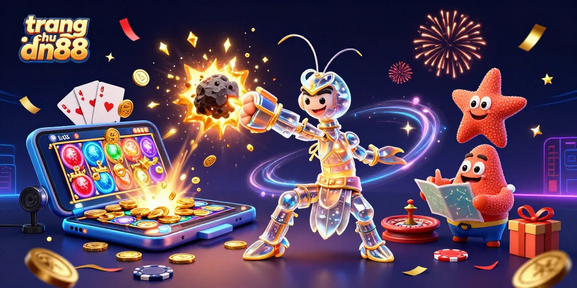 Experience winnings at trang chu dn88 with a galactic samurai shrimp in a fantasy casino scene.