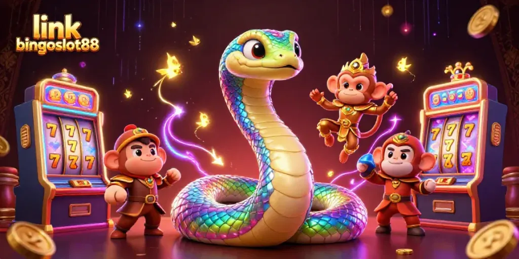 Meraih jackpot di permainan slot di link bingoslot88 dengan simbol pelangi dan koin emas yang berkilauan.