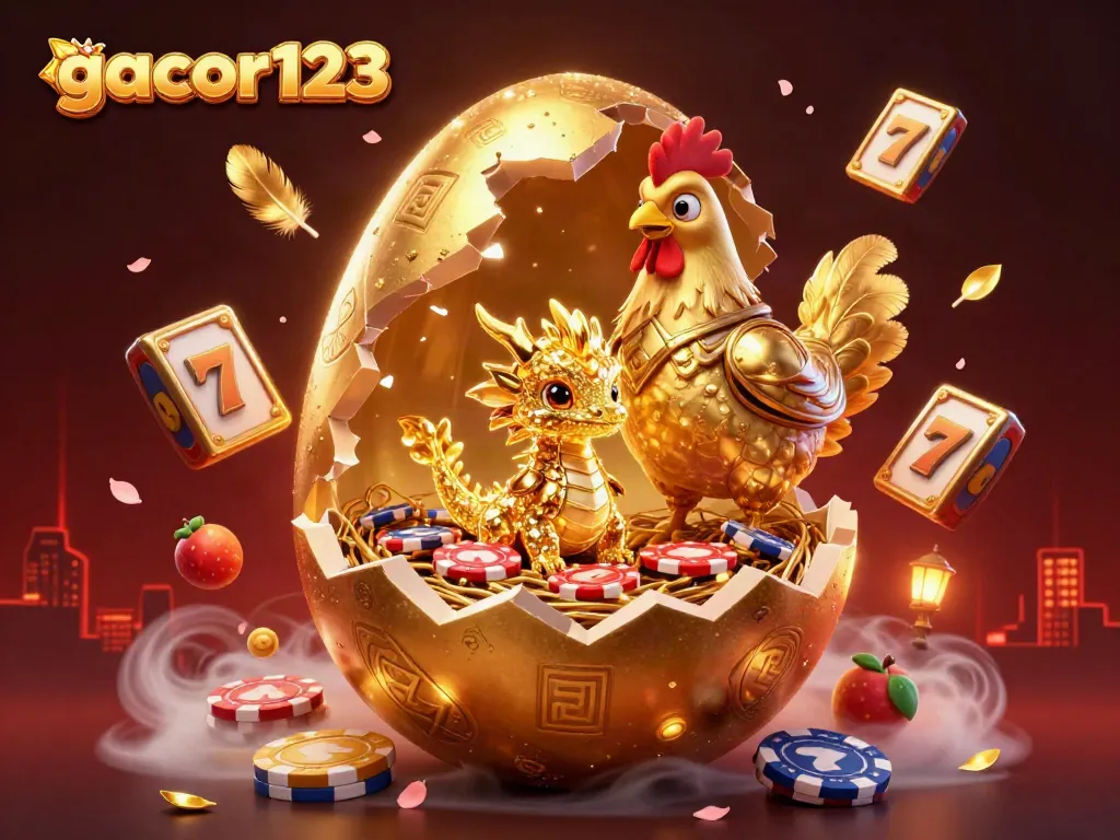 Engage with gacor123 in vibrant casino gameplay featuring a gold dragon and slot elements.