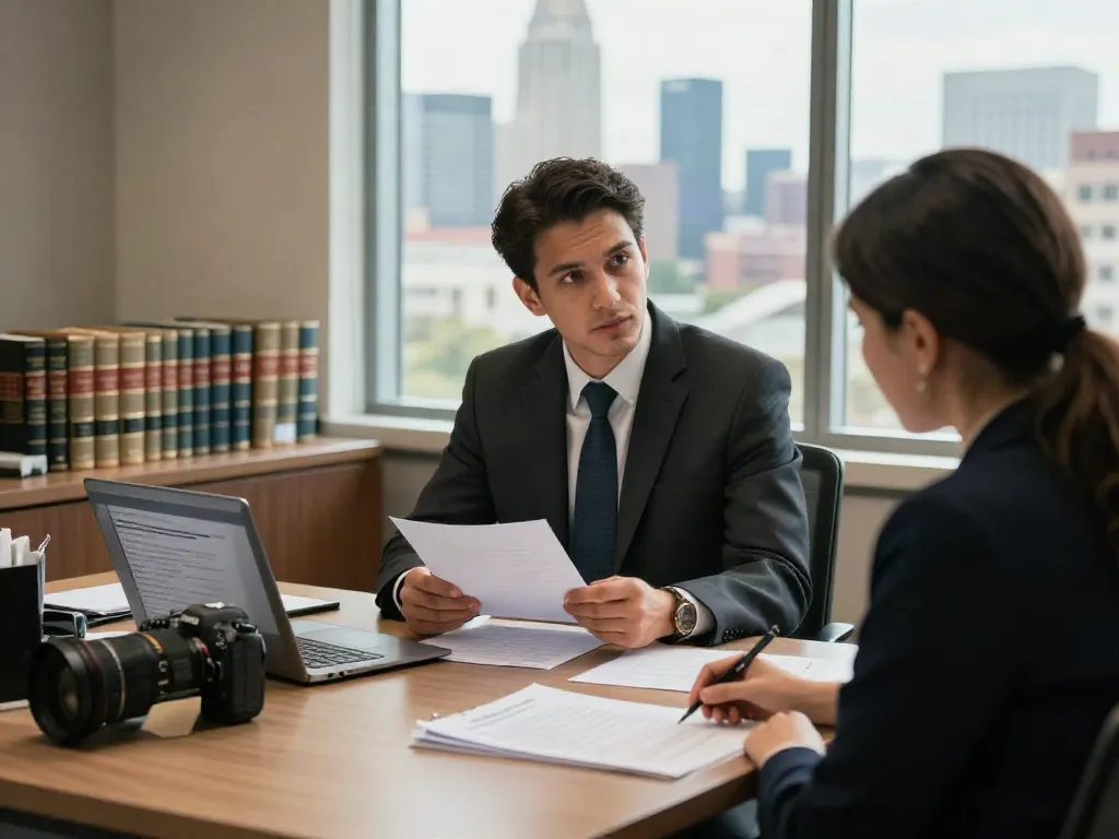 DUI lawyer in Cherokee County GA consulting with a client in a professional legal office.
