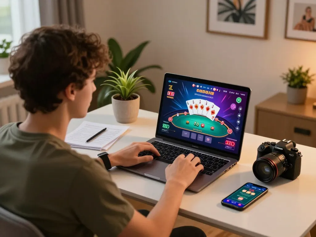 Experience thrilling online poker gameplay at 789F from the comfort of home, with vibrant game visuals and cozy atmosphere.