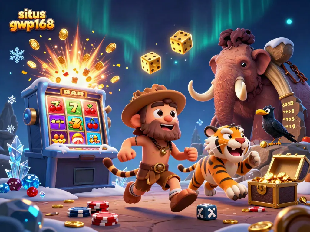 Menangkan jackpot di situs gwp168 dengan ilustrasi kasino prasejarah yang dinamis.