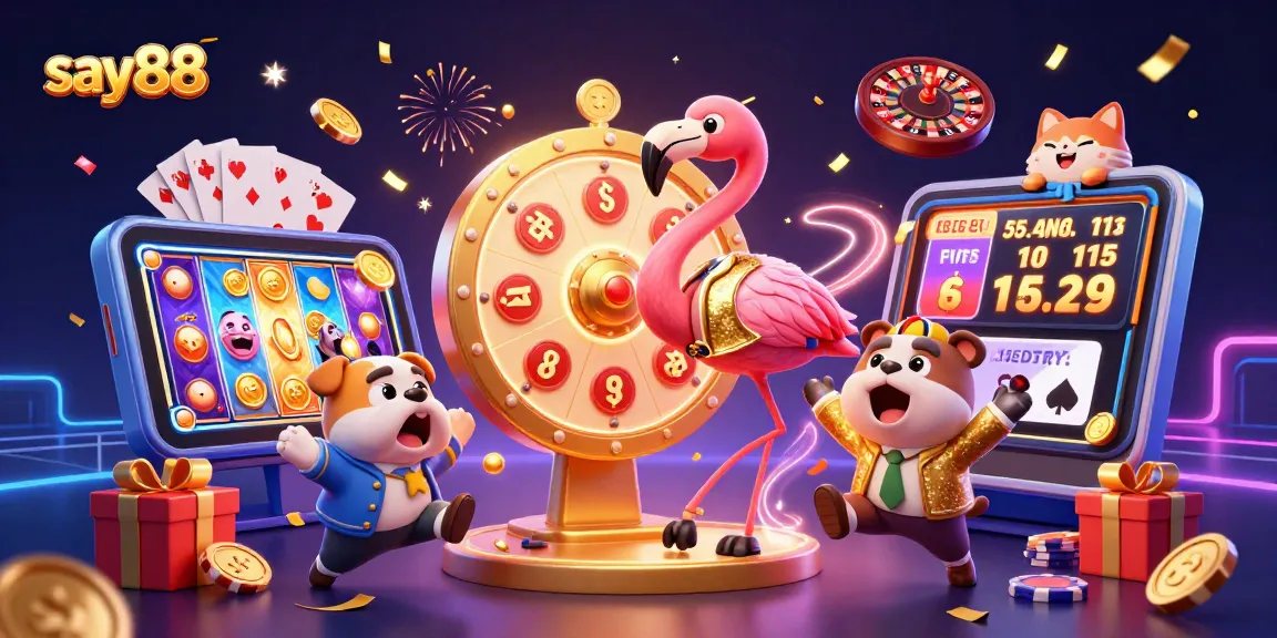 Experience thrilling moments at say88 with a game show host, exciting prizes, and casino elements bursting with energy.