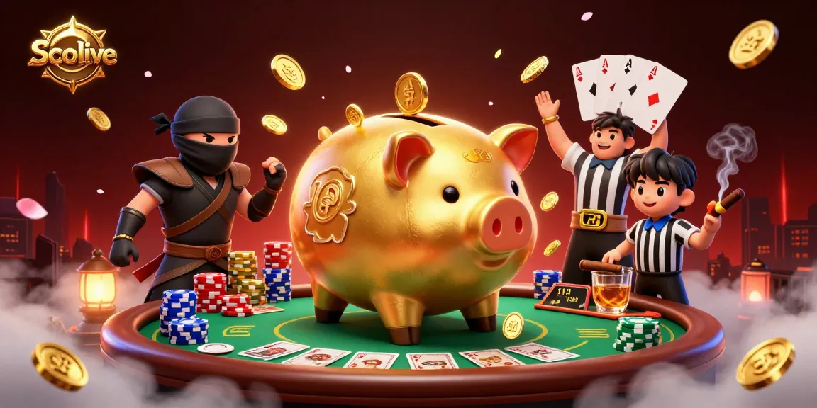 Socolive offers immersive betting experiences with dynamic illustrations of characters engaging around a rich poker table scene.