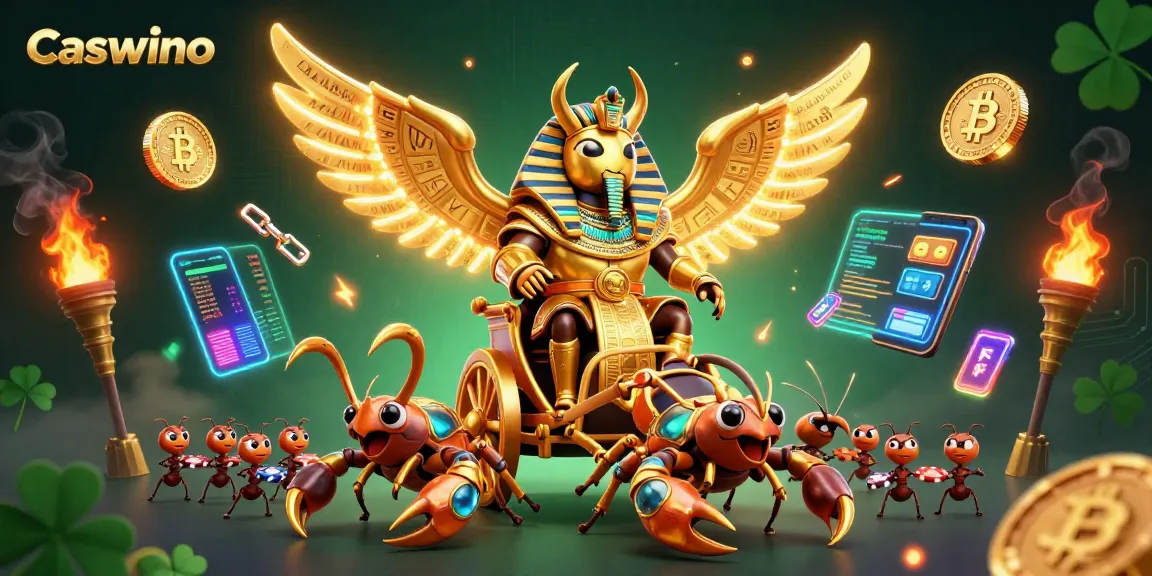 Experience the thrill of Caswino with vibrant crypto elements in an exciting 3D casino scene.