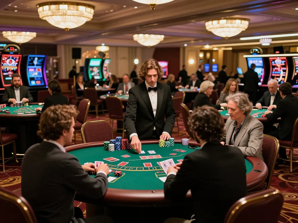 Players actively enjoying blackjack games at 888NEW casino under elegant lighting.