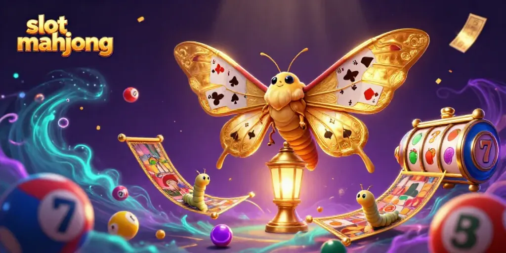 Permainan slot mahjong menampilkan karakter menarik dan elemen keberuntungan dalam ilustrasi yang penuh warna.