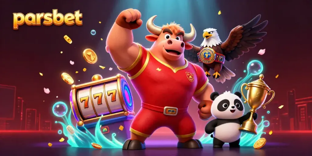 parsbet ile slot oyunlarının zaferini simgeleyen şampiyon karakterler.