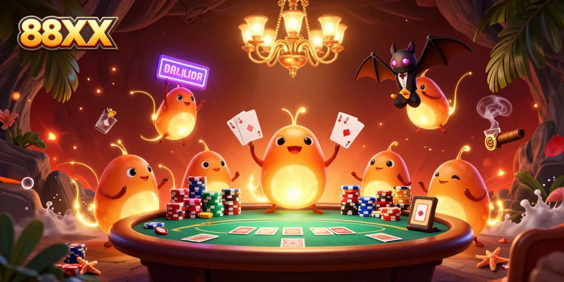 Play exciting poker games at 88XX with captivating glowworms lighting up the casino