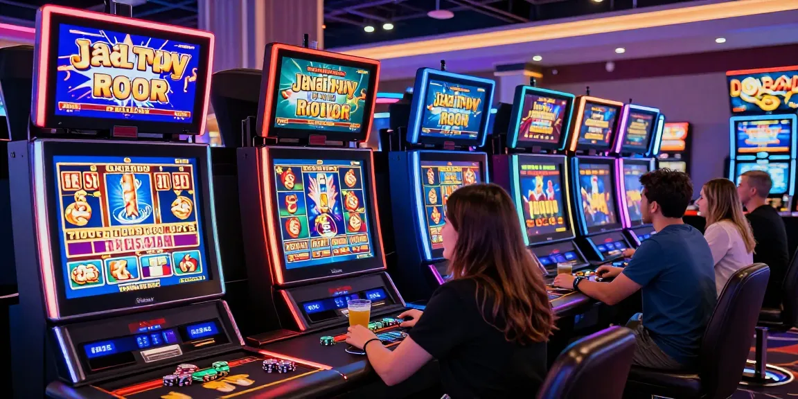 Engaged players experiencing excitement at credit card casinos with vibrant lighting and game displays.