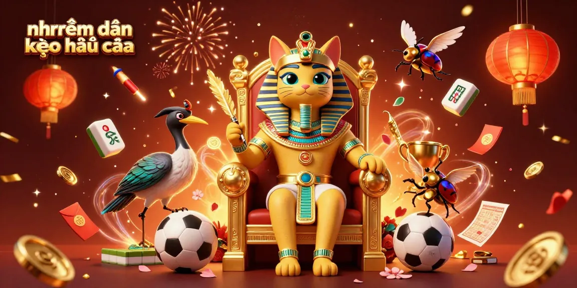 Engage in nhận định kèo nhà cái with pharaoh cat and scribe in an exciting sports betting illustration
