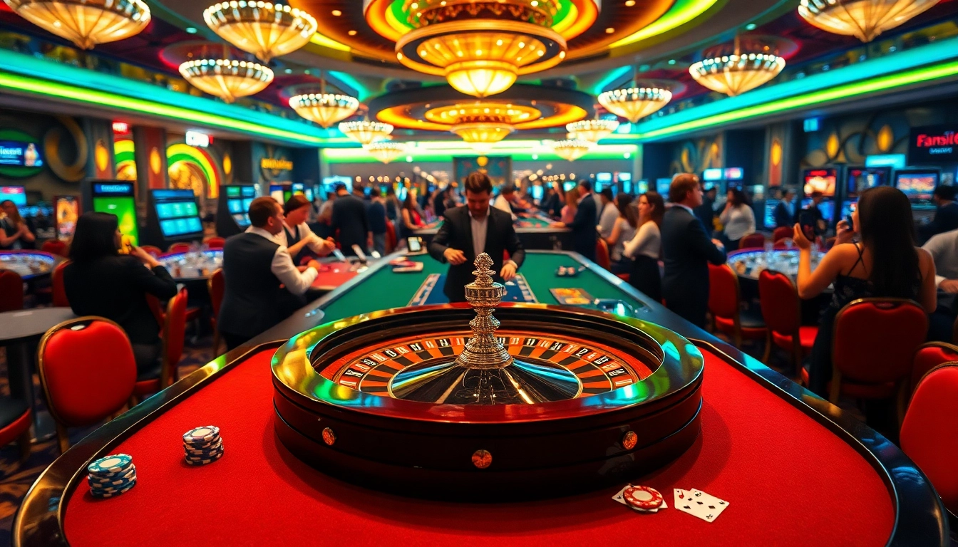 Engaging scene at a Casino roulette table, showcasing lively interaction and luxurious atmosphere.