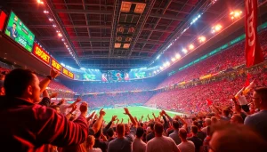 Momen seru SBOBET88 saat taruhan di stadion dengan kerumunan yang antusias.