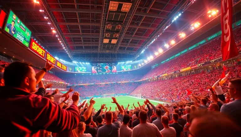 Momen seru SBOBET88 saat taruhan di stadion dengan kerumunan yang antusias.