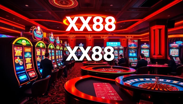 Experience thrilling gameplay at XX88 with vibrant slot machines and engaged players.