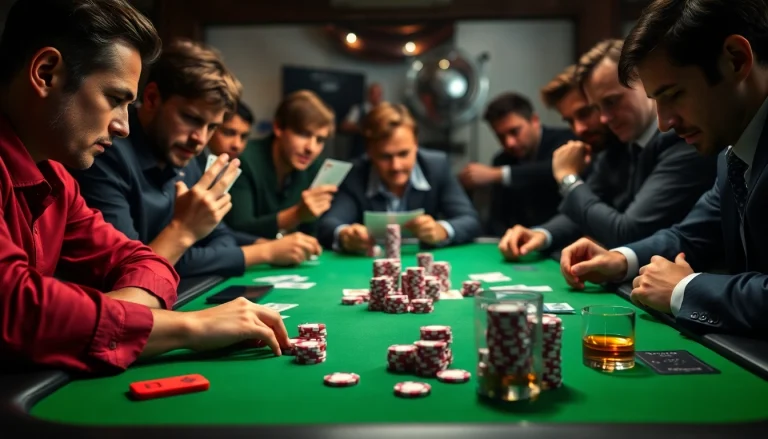 Engaging poker game setup with diverse players focused on the action.