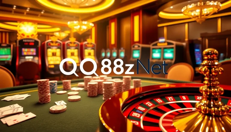Engaging players at a luxurious casino table showcasing QQ88z Net's vibrant gambling atmosphere.