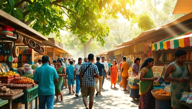 Lanka Ad vibrant Sri Lankan market scene with colorful stalls and diverse people.