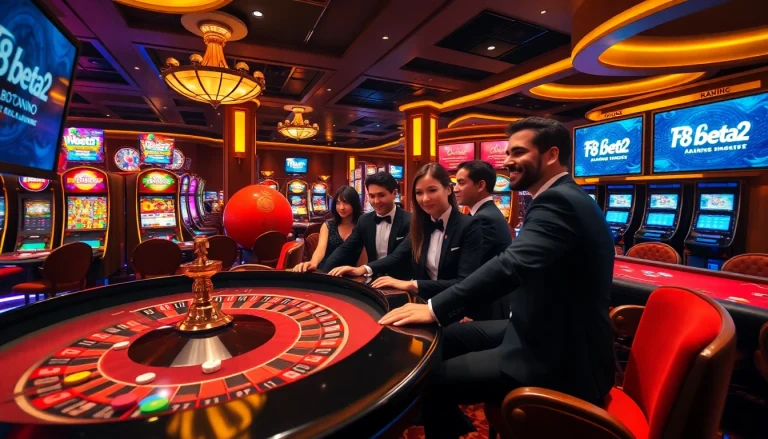 F8beta2 players enjoying high-stakes excitement at a lively casino table.