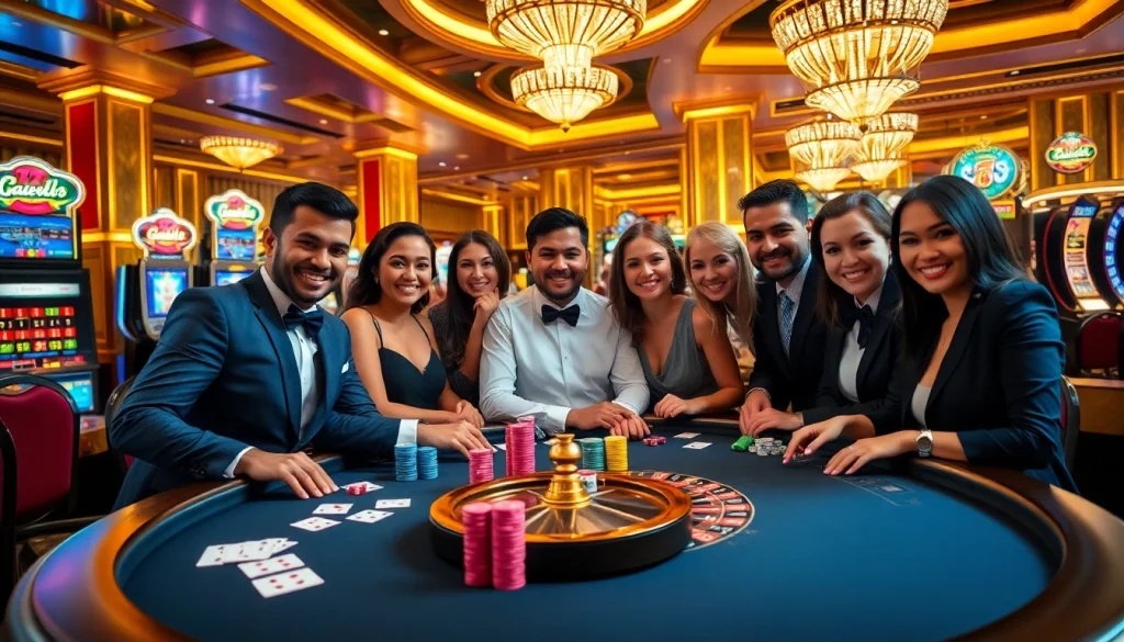 New888 players enjoying an exciting casino experience at a vibrant gambling table.