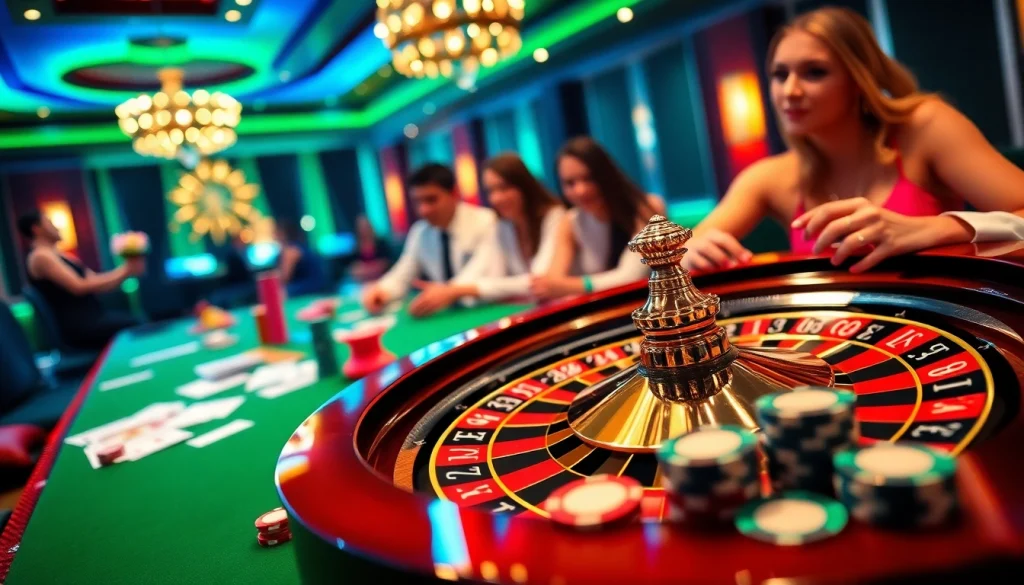 Engage in thrilling gambling action at 789win com with vibrant casino visuals showcasing roulette and poker chips.