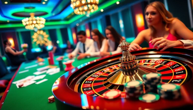 Engage in thrilling gambling action at 789win com with vibrant casino visuals showcasing roulette and poker chips.
