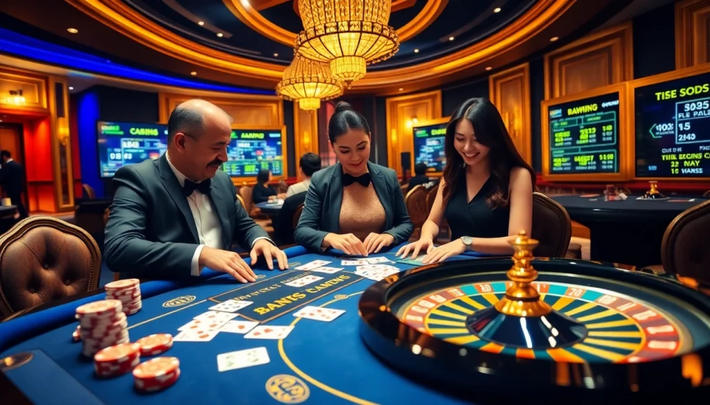 Experience thrilling gaming action at Nhà cái CPC188 with vibrant poker chips and a live dealer.