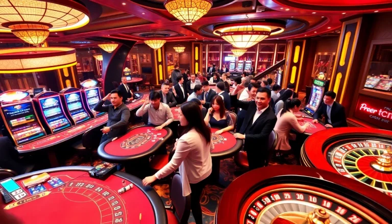 Experience the excitement at NHÀ CÁI MM88 with vibrant gaming tables and enthusiastic players celebrating wins.