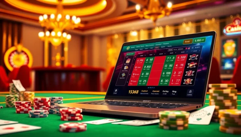 Exciting gaming experience at NHÀ CÁI MM88 with poker chips and online betting interface.