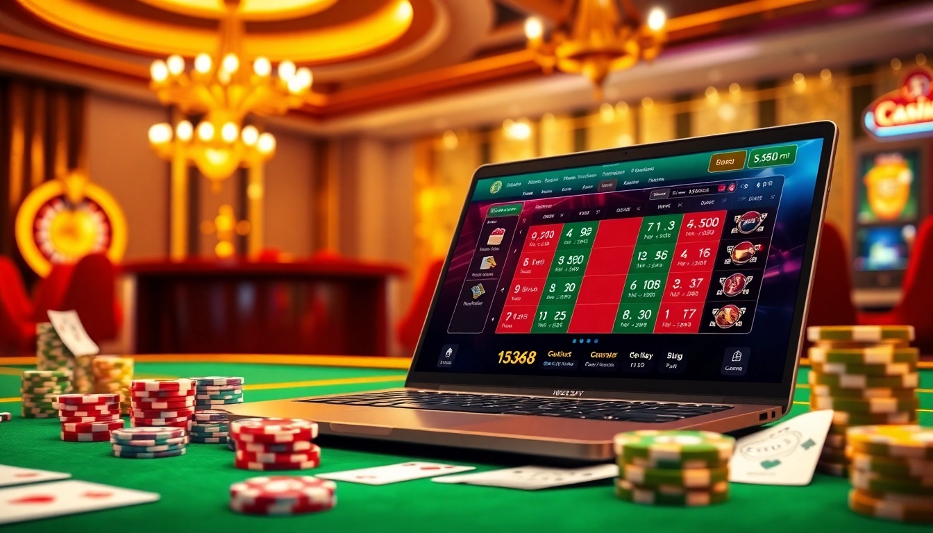 Exciting gaming experience at NHÀ CÁI MM88 with poker chips and online betting interface.