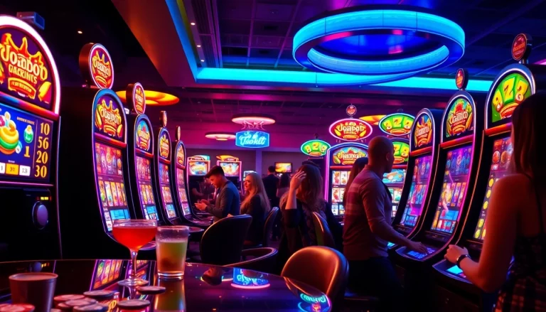 Engaging players experiencing excitement at doaslot slot machines in a vibrant casino setting.