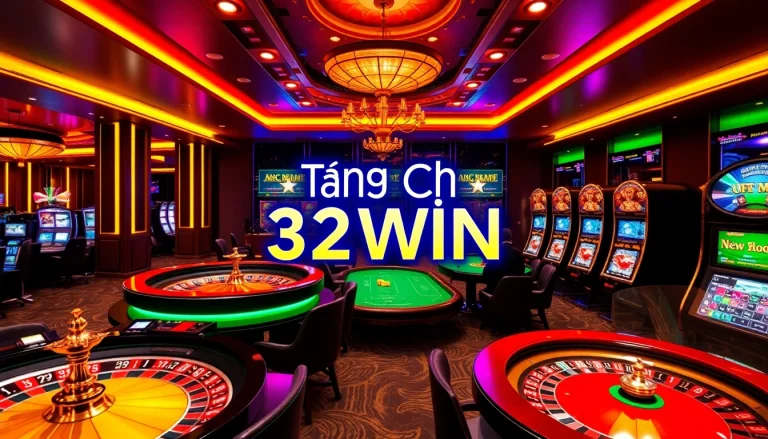 Experience the thrill of gaming at Trang Chủ 32WIN with lively casino tables and digital interfaces.