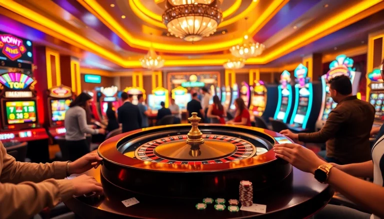 Engaging excitement at the casino with players at a table - https://ev88.claims/ experience the thrill!