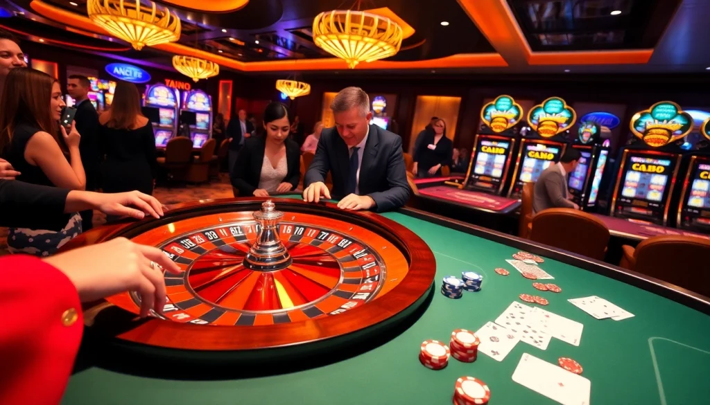 Experience excitement at KJC - KJC.COM with a vibrant casino atmosphere featuring roulette and poker action.