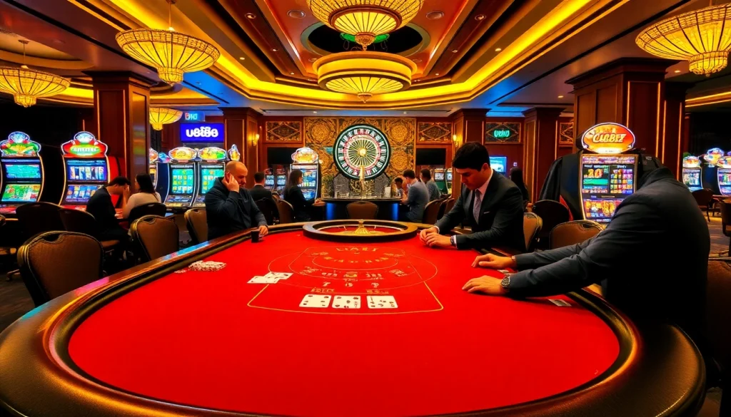Experience high-stakes action at u888 casino with elegant poker tables and vibrant slots.