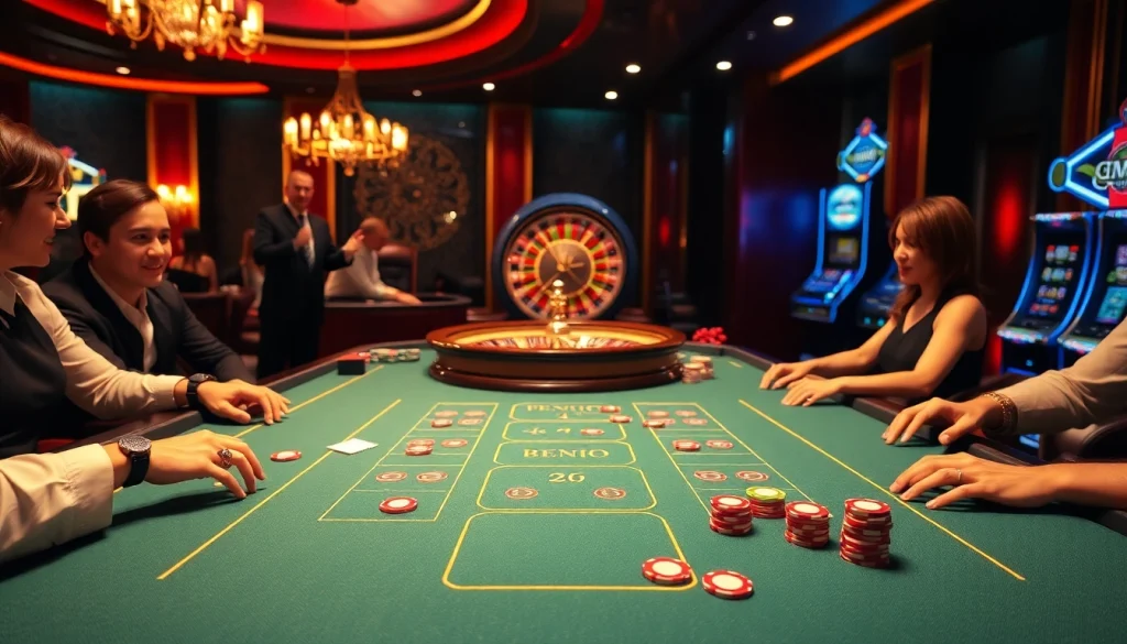 Engaging players in the thrilling tai go 88 action at a luxurious casino table.