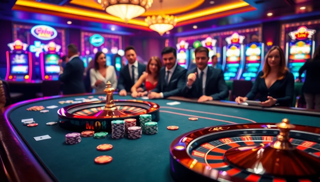 Embark on thrilling moments at MK8, featuring a vibrant poker table and roulette in an upscale casino.